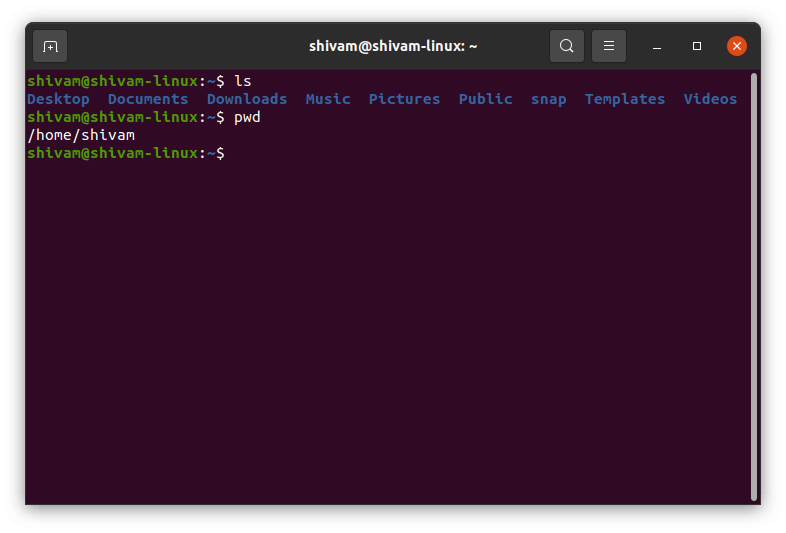basic command for linux pwd and ls