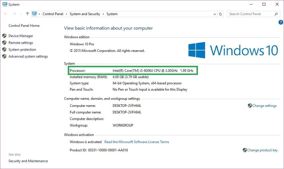 check processor configuration